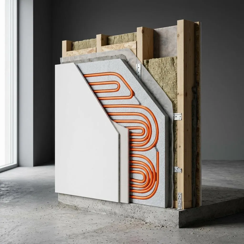 Montageprinzip eines Flächenmoduls mit sichtbaren Schichten